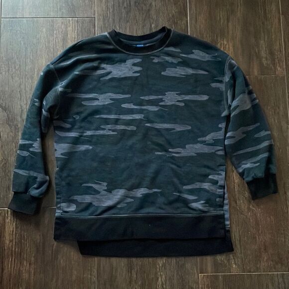 Old Navy Black, Dark Teal and Gray Camo Crewneck Pullover - Picture 1 of 6